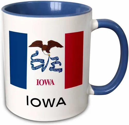 Vista 14 de 3dRose Taza de dos tonos con la bandera del estado de Iowa, 11 onzas, negro/blanco