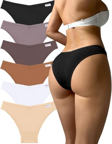 Vista 7 de FINETOO Ropa interior de algodón para mujer, sexy, elástica, de tiro bajo, hipster, suave, con cintura en V Negro