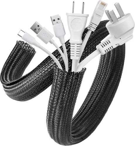 Vista 9 de AGPTEK Cable Sleeve, 10ft - 1 inch Cable Management Cord Hider, Black Negro