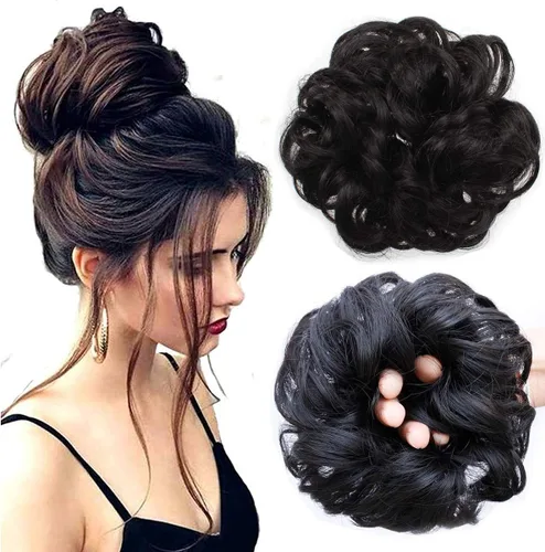 Vista 31 de Cabello sintético despeinado, grueso, extensiones para coleta, cabello recogido