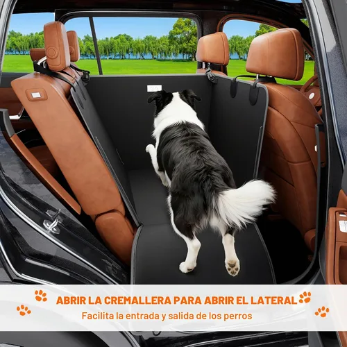 Vista 6 de njnj Funda de asiento de coche para asiento trasero de perro - Impermeable para perros de media hamaca para autos, protector de asiento trasero