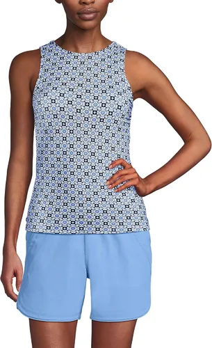 Vista 8 de Lands' End Top de Traje de Baño Tankini Modesto con Cuello Alto UPF 50 para Mujer Negro