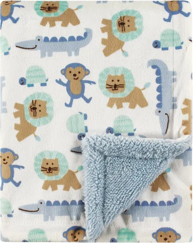 Vista 8 de Luvable Friends - Manta afelpada unisex para bebé con reverso de sherpa, floral azul, talla única