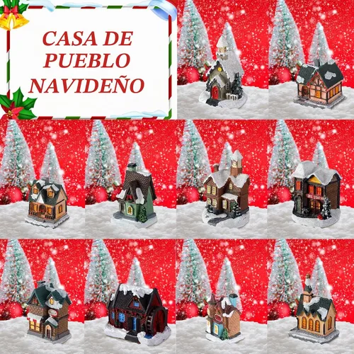 Vista 2 de Shappy - Juego de 48 piezas de aldea navideña con luces y árboles