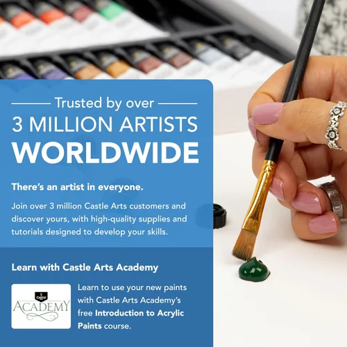 Vista 9 de Castle Art Supplies Juego de 24 tubos acrílicos metálicos Fórmula mejorada 24 tubos de 0.47 onzas líquidas para artistas adultos, principiantes