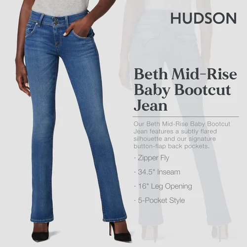 Vista 2 de HUDSON Jeans Beth Baby Bootcut para mujer con bolsillos traseros con solapa