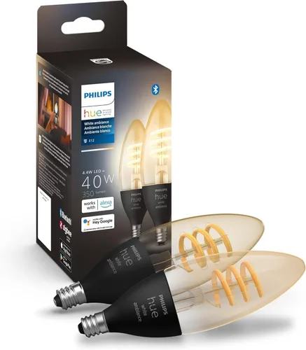 Vista 9 de Philips Hue White Ambiance Bombilla de Filamento E12 Candle Gama Completa de Luz Blanca, Compatible con Alexa, Google Assistant y Apple HomeKit