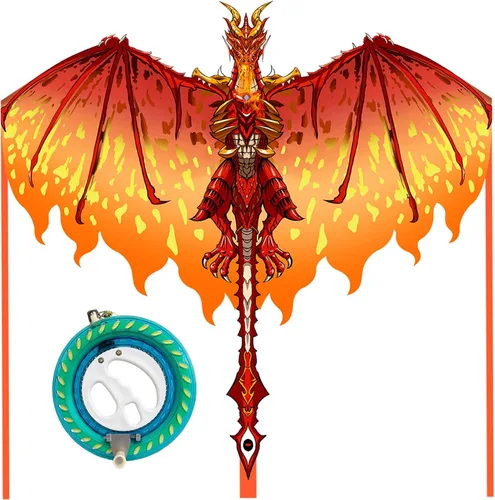 Vista 10 de Mint's Colorful Life Dragon Kite for Kids & Adults, Easy to Fly Best Beach Kites for Beginners, 300ft Kite String Included Verde