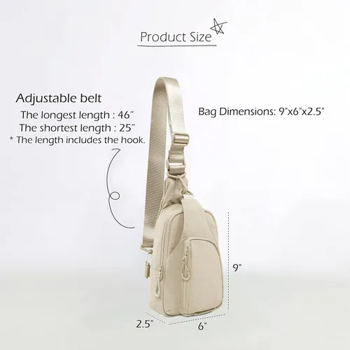 Vista 6 de ODODOS Bolso bandolera diario con correas ajustables, bolso cruzado en el pecho, mochila pequeña ligera para viajes casuales y senderismo