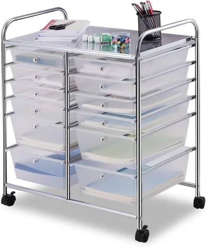 Vista 27 de Giantex Carro Organizador con 6 Cajones, con Ruedas, para Herramientas, Papel de Recortes, Hogar, Oficina, Escuela, Carro Utilitario Móvil Multiusos