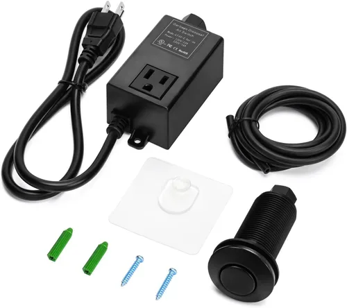 Vista 9 de Kit de interruptor de aire para eliminación de basura con botón de aire corto negro de acero inoxidable Briidea