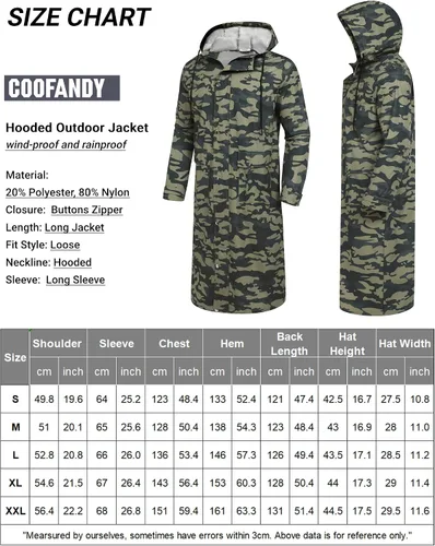 Vista 6 de COOFANDY Chaqueta impermeable para hombre con capucha, impermeable, ligera, activa, larga