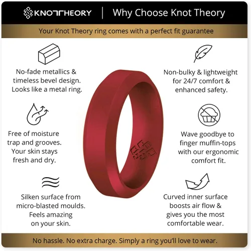 Vista 17 de Knot Theory - Anillo de boda de silicón para hombres y mujeres Anillos de goma finos de calidad superior con gran estilo, comodidad; son ideales