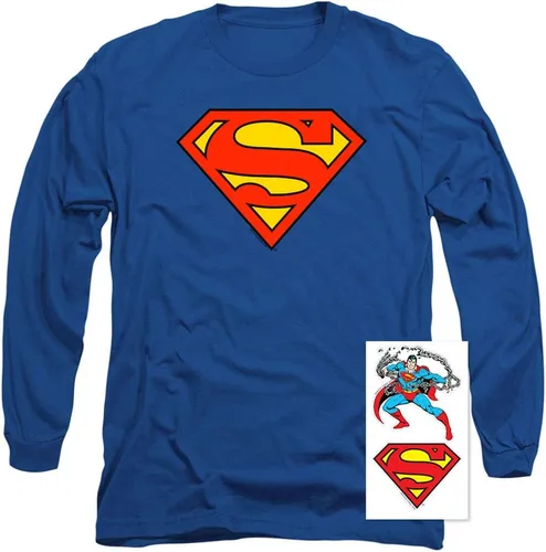 Vista 2 de Popfunk Camiseta y pegatinas clásicas de manga larga con logotipo clásico de Superman