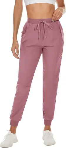 Vista 3 de MAGCOMSEN Pantalones de senderismo para mujer, de secado rápido, ligeros, con cintura elástica, con bolsillos con cremallera