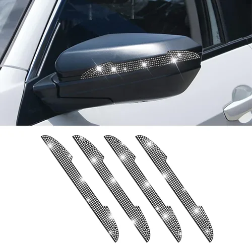 Vista 14 de 4 protectores de arañazos con diamantes de imitación para manija de puerta de auto, universales, para espejo retrovisor lateral, protector de borde
