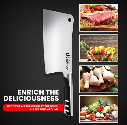Vista 10 de Utopia Kitchen Cuchillo Cleaver de 7 pulgadas de Acero Inoxidable Cuchillos de Chef Carnicero para Carne, Verduras Cuchillo de Chef de Cocina