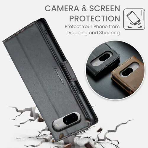 Vista 7 de Funda para Google Pixel 8, [bloqueo RFID] Funda de piel sintética tipo cartera con tarjetero y soporte para tarjetas, funda de teléfono a prueba