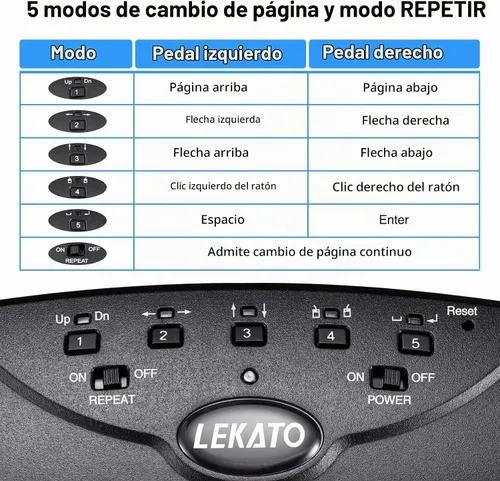 Vista 2 de LEKATO - Pedal Bluetooth inalámbrico para voltear páginas de música, pedal para voltear páginas para iPad, tabletas Android y teléfonos iOS