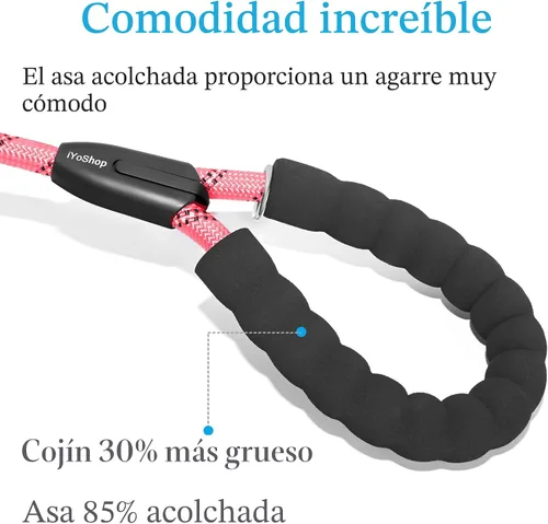 Vista 4 de iYoShop Correa doble para perro, giratoria de 360°, correa para caminar sin enredos con elástico absorbente de golpes para dos perros