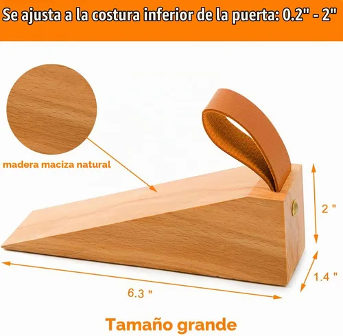 Vista 3 de Cuña antideslizante grande de madera para puerta, cuña de puerta de madera sólida, cuñas de puerta resistentes y duraderas, se ajusta a la costura