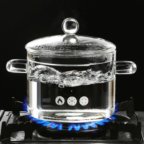 Vista 5 de Olla de vidrio de 1.6L/57Oz con tapa, olla de cocina para estufa con asa y tapa, olla transparente para sopa con tapa, para sopa, leche, comida