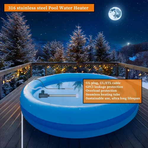 Vista 6 de Calentador de agua eléctrico portátil de inmersión de 240 V 3500 W para bañera de hidromasaje y piscina con termostato, enchufe GFCI para bañera