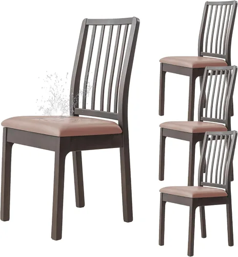 Vista 22 de Dimatic Juego de 2 fundas de asiento para silla, de piel sintética, impermeables, fundas elásticas para sillas de comedor, fundas protectoras