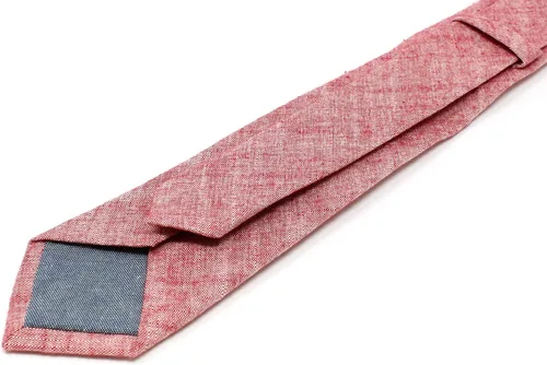 Vista 90 de Corbata delgada de algodón cambray para hombre, estilo desgastado texturizado - 2 1/2 pulgadas de ancho