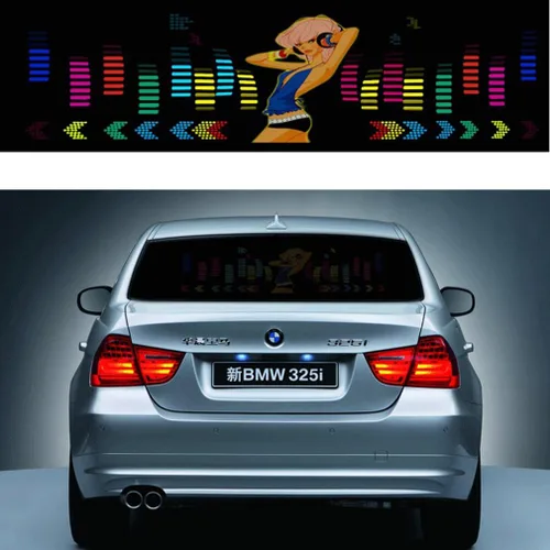 Vista 4 de 35.4x9.8 in coche ritmo de música LED flash luz, JackSuper auto vehículo activado por sonido sensor ecualizador lámpara pegatinas