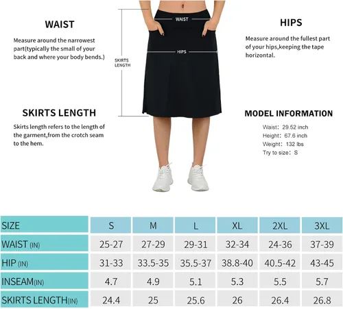 Vista 6 de ANVIVO - Falda pantalón para mujer, longitud hasta la rodilla, falda deportiva informal con bolsillos de cintura alta