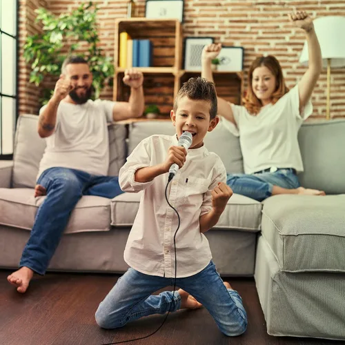 Vista 5 de Adamantite Micrófono dinámico de karaoke para cantar, micrófono de mano con cable, cable de 13 pies e interruptor magnético, perfecto