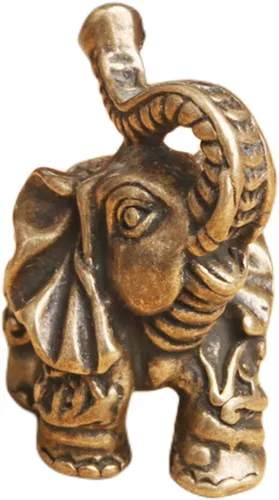 Vista 4 de Paquete de 2 adornos de elefante de latón, decoración de escultura interior, mini animales, figura de elefante, riqueza, elefantes, decoración