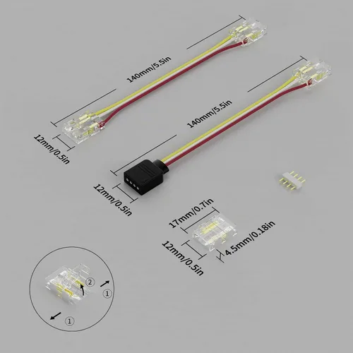 Vista 3 de PAUTIX Conectores de 0.394 pulgadas para CCT COB LED Tira de luz LED Kit de conexión de extensión de terminal sin soldadura, 4 conectores