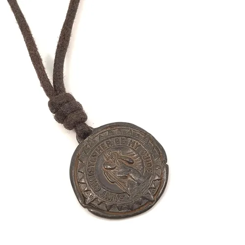 Vista 16 de Gold St Christopher Necklace - Mens Saint Pendant Travelers, Gift Religious Jewelry, Protection Medal, Men Silver Medallion, Women Gift to Husband
