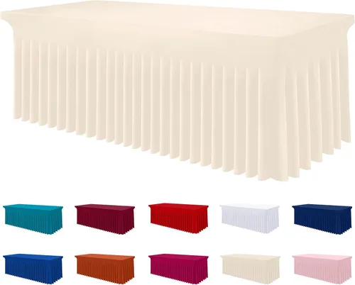 Vista 29 de Smiry Mantel de Spandex, Mantel Elástico Ajustable Extensible para Mesas Rectangulares de 6 Pies, Falda Cubierta de Mesa Impermeable y Lavable
