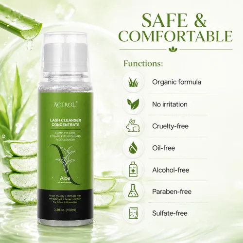 Vista 2 de ACTROL Aloe Lash Shampoo Recarga Concentrado 3.4 fl oz para Extensiones