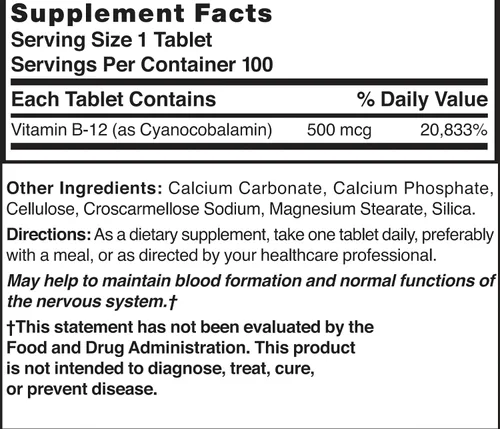 Vista 3 de Nature's Blend Vitamina B-12 500 mcg 100 Tabletas