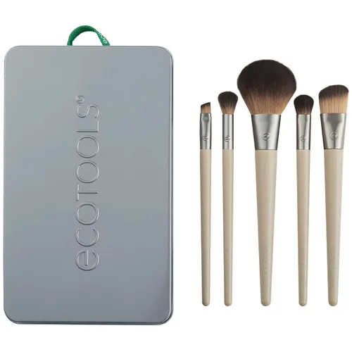 Vista 7 de EcoTools Juego de brochas de maquillaje para sombra de ojos, base, rubor y corrector con estuche de almacenamiento adicional, comienza el día