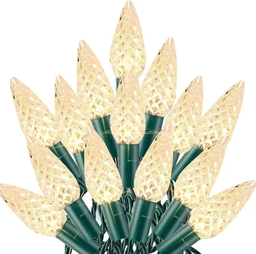 Vista 10 de TW SHINE C6 - Guirnalda de luces de Navidad, 200 LED de 66 pies, 8 modos, impermeable, conectable, color blanco