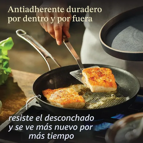 Vista 6 de Anolon X Hybrid Sartén Saltear Antiadherente de Inducción con Tapa, 3.5 Cuartos - Gris Carbón