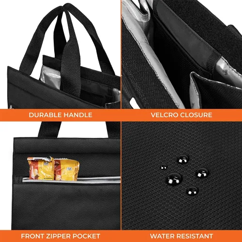 Vista 5 de opux Bolsa de almuerzo tipo tote para mujeres, lonchera aislada tipo tote para niñas, niños, adultos, escuela y trabajo, bolsa de almuerzo