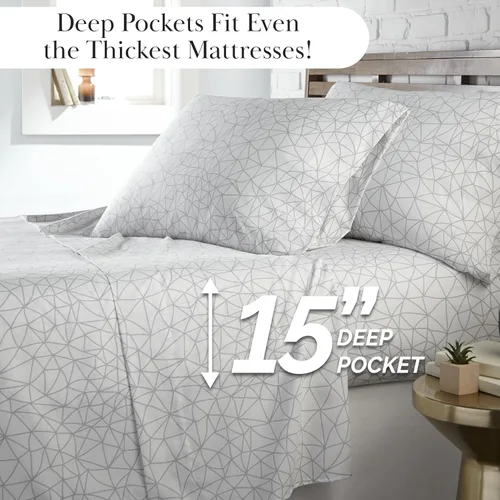 Vista 121 de Southshore Fine Living, Inc. Colección Winter Brush, juego de sábanas de 3 piezas para cama individual, sábana bajera con bolsillo profundo de 14