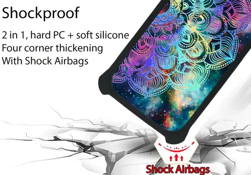 Vista 2 de Aroepurt Funda para Huawei Mate 20 PRO compatible con Huawei Mate 20 PRO con protector de pantalla de vidrio templado, PC + TPU 2 en 1, soporte