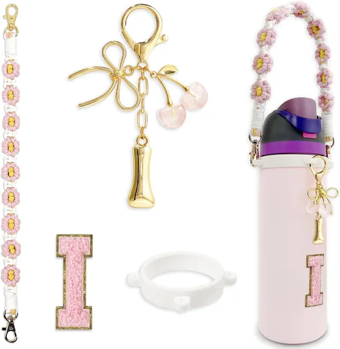 Vista 32 de Letter Handle Strap Accessories with Cute Initial Charm Compatible with Owala Water Bottle 24oz 32oz 40oz Owala Kids