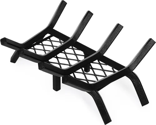 Vista 9 de G GOOD GAIN Rejilla para chimenea con retenedor de brasas, de 15.5" de hierro fundido resistente para interiores, chimenea, hogar, estufa de leña