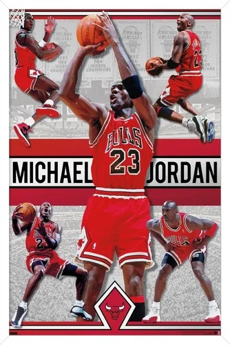 Vista 13 de Trends International Michael Jordan - Póster de collage de pared, 14.725 x 22.375 pulgadas, versión enmarcada de madera de granero