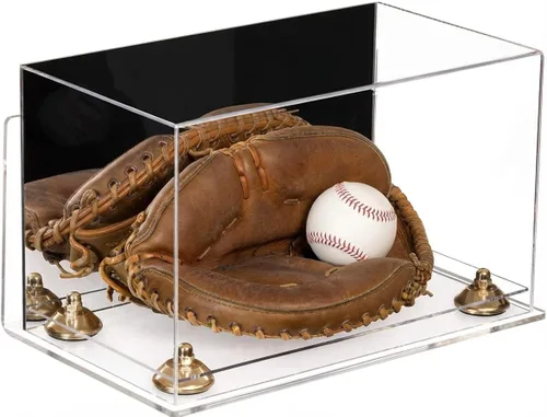 Vista 103 de Better Display Cases Vitrina de guantes de béisbol de acrílico transparente con elevadores negros (A011/V16)