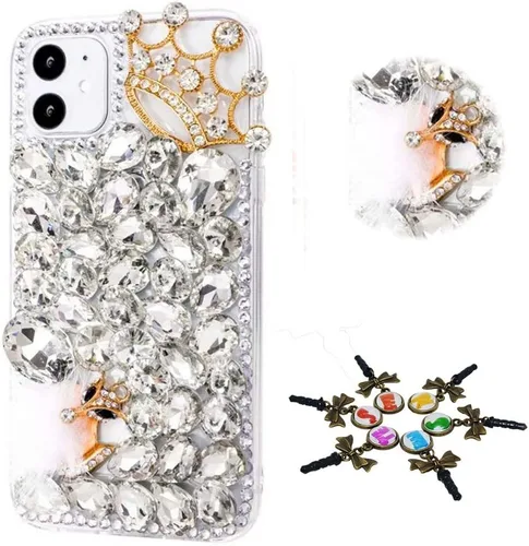 Vista 16 de Sparkle - Funda para teléfono compatible con iPhone 11, elegante, hecha a mano en 3D, con diseño de diamantes de imitación, diseño de diamantes