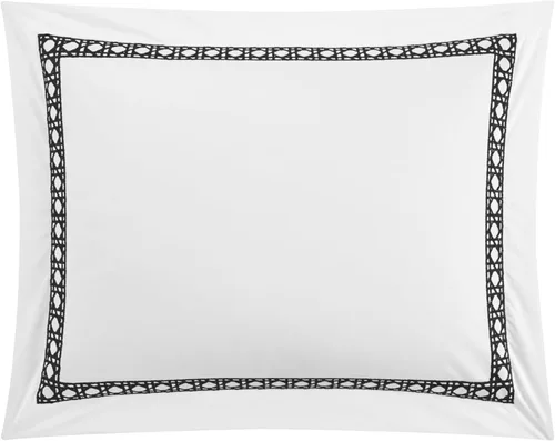 Vista 3 de Chic Home Lewiston - Juego de funda de edredón de mezcla de algodón de 3 piezas, 1500 hilos, color blanco sólido con detalles de costuras bordadas
